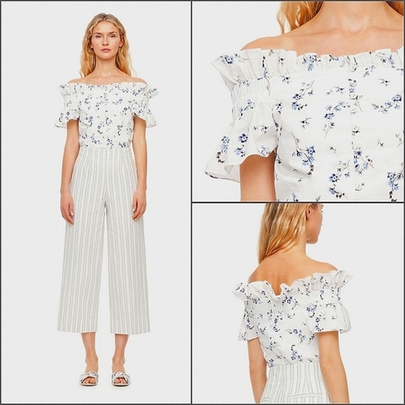 - Rebecca Taylor Sprigged with delicate flowers, this‎ shoulder-baring top - Picture 1 of 7